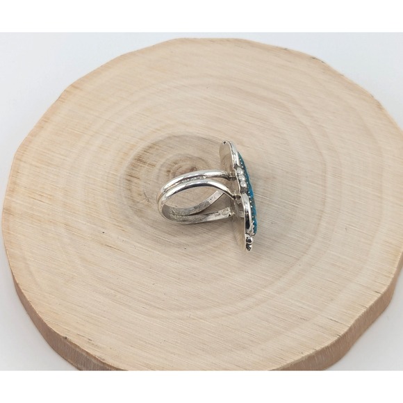 Navajo Silver Ring Handmade Native American Jewelry Turquoise size 7.5 *** - Picture 5 of 10